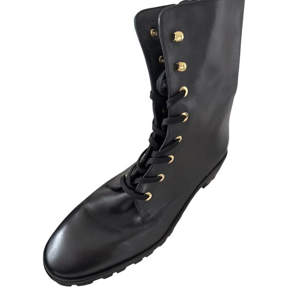 STUART WEITZMAN Laine Black Leather Combat Lace Up Boots Size 9.5 - Picture 5 of 11